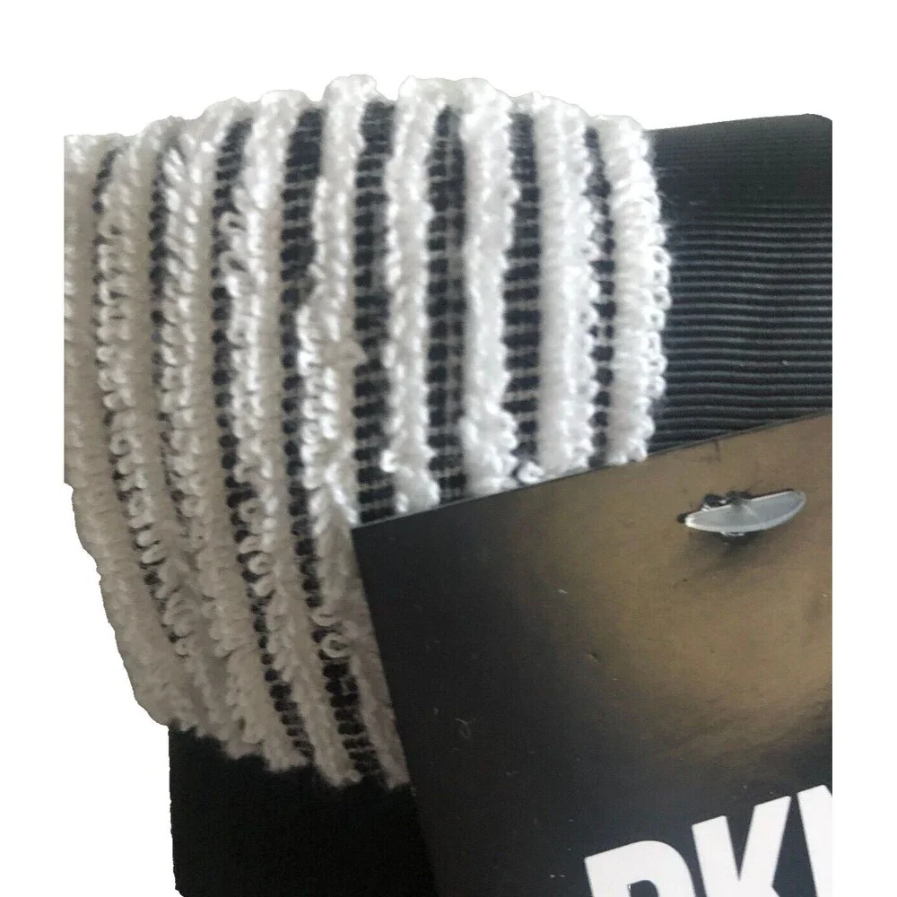 DKNY Hand Towels Stripe Bathroom White Black Pink Absorbent 100% Cotton Set of 2